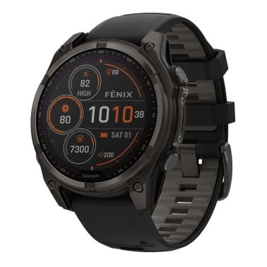 Garmin® fēnix® 8 Multisport 47-mm Sapphire Solar GPS Watch with Silicone Band (Carbon Gray DLC Titanium/Black)