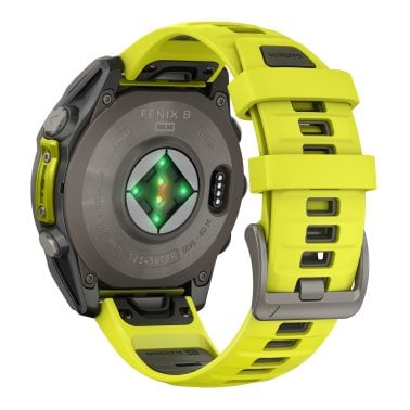 Garmin® fēnix® 8 Multisport 47-mm Sapphire Solar GPS Watch with Silicone Band (Titanium with Amp Yellow/Graphite)