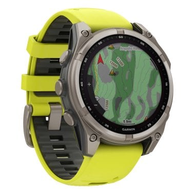 Garmin® fēnix® 8 Multisport 47-mm Sapphire Solar GPS Watch with Silicone Band (Titanium with Amp Yellow/Graphite)