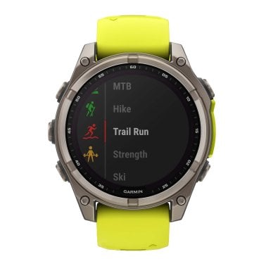 Garmin® fēnix® 8 Multisport 47-mm Sapphire Solar GPS Watch with Silicone Band (Titanium with Amp Yellow/Graphite)