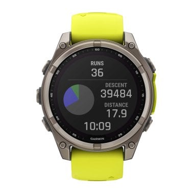 Garmin® fēnix® 8 Multisport 47-mm Sapphire Solar GPS Watch with Silicone Band (Titanium with Amp Yellow/Graphite)