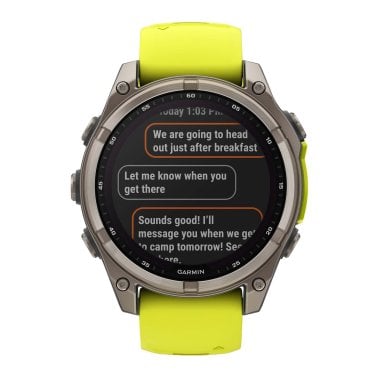 Garmin® fēnix® 8 Multisport 47-mm Sapphire Solar GPS Watch with Silicone Band (Titanium with Amp Yellow/Graphite)