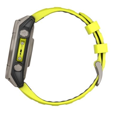 Garmin® fēnix® 8 Multisport 47-mm Sapphire Solar GPS Watch with Silicone Band (Titanium with Amp Yellow/Graphite)