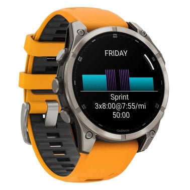 Garmin® fēnix® 8 AMOLED Multisport 47-mm GPS Watch with Silicone Band (Sapphire Lens/Titanium with Spark Orange/Graphite)