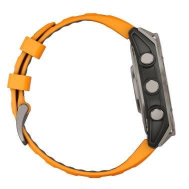 Garmin® fēnix® 8 AMOLED Multisport 47-mm GPS Watch with Silicone Band (Sapphire Lens/Titanium with Spark Orange/Graphite)