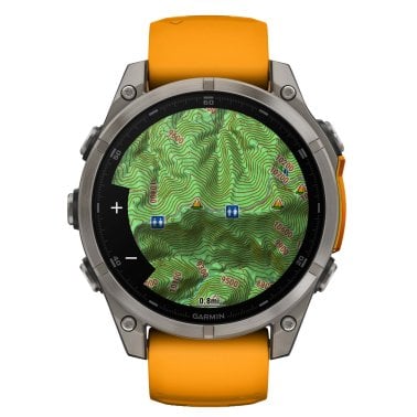 Garmin® fēnix® 8 AMOLED Multisport 47-mm GPS Watch with Silicone Band (Sapphire Lens/Titanium with Spark Orange/Graphite)