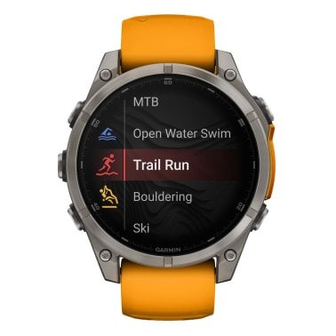 Garmin® fēnix® 8 AMOLED Multisport 47-mm GPS Watch with Silicone Band (Sapphire Lens/Titanium with Spark Orange/Graphite)