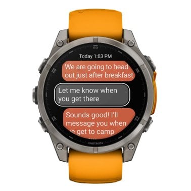 Garmin® fēnix® 8 AMOLED Multisport 47-mm GPS Watch with Silicone Band (Sapphire Lens/Titanium with Spark Orange/Graphite)