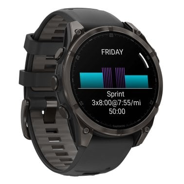 Garmin® fēnix® 8 AMOLED Multisport 47-mm GPS Watch with Silicone Band (Sapphire Lens/Carbon Gray DLC Titanium/Black)