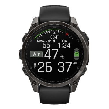 Garmin® fēnix® 8 AMOLED Multisport 47-mm GPS Watch with Silicone Band (Sapphire Lens/Carbon Gray DLC Titanium/Black)