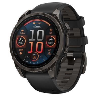 Garmin® fēnix® 8 AMOLED Multisport 47-mm GPS Watch with Silicone Band (Sapphire Lens/Carbon Gray DLC Titanium/Black)