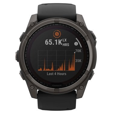 Garmin® fēnix® 8 Multisport 51-mm Sapphire Solar GPS Watch with Silicone Band (Carbon Gray DLC Titanium/Black)