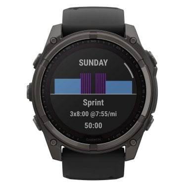 Garmin® fēnix® 8 Multisport 51-mm Sapphire Solar GPS Watch with Silicone Band (Carbon Gray DLC Titanium/Black)