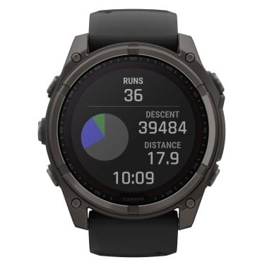 Garmin® fēnix® 8 Multisport 51-mm Sapphire Solar GPS Watch with Silicone Band (Carbon Gray DLC Titanium/Black)