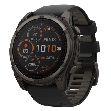 Garmin® fēnix® 8 Multisport 51-mm Sapphire Solar GPS Watch with Silicone Band (Carbon Gray DLC Titanium/Black)