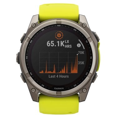 Garmin® fēnix® 8 Multisport 51-mm Solar GPS Watch with Silicone Band (Titanium with Amp Yellow/Graphite)