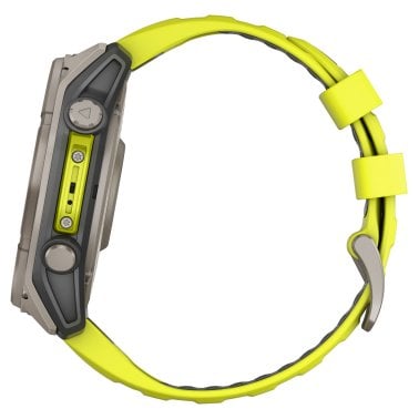 Garmin® fēnix® 8 Multisport 51-mm Solar GPS Watch with Silicone Band (Titanium with Amp Yellow/Graphite)