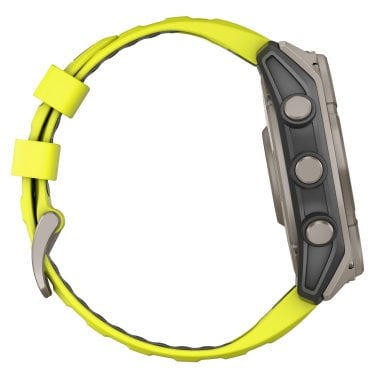 Garmin® fēnix® 8 Multisport 51-mm Solar GPS Watch with Silicone Band (Titanium with Amp Yellow/Graphite)