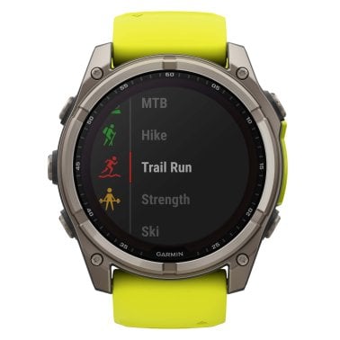 Garmin® fēnix® 8 Multisport 51-mm Solar GPS Watch with Silicone Band (Titanium with Amp Yellow/Graphite)