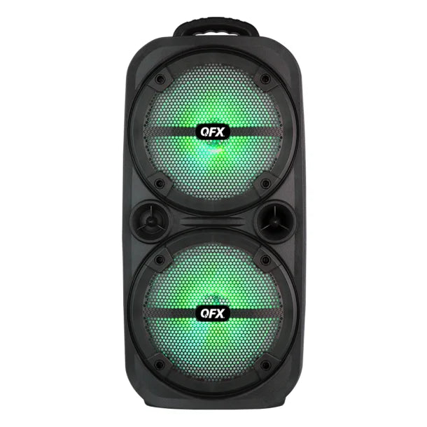 QFX® Portable Bluetooth® True Wireless Speaker with LEDs, Microphone, and Stand, Black, PBX-8008SM