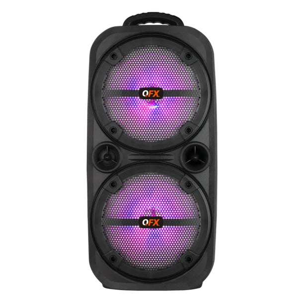 QFX® Portable Bluetooth® True Wireless Speaker with LEDs, Microphone, and Stand, Black, PBX-8008SM