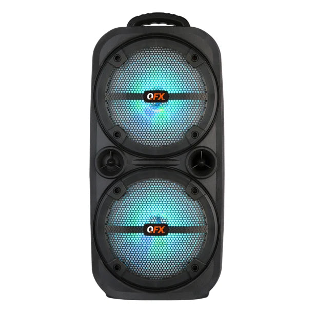 QFX® Portable Bluetooth® True Wireless Speaker with LEDs, Microphone, and Stand, Black, PBX-8008SM