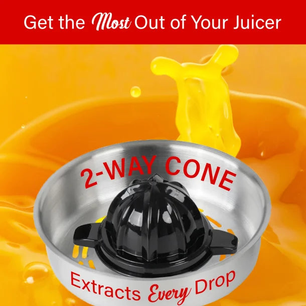 Brentwood® 80-Watt 1-Speed Electric Citrus Juicer with Ergonomic Lever, Black