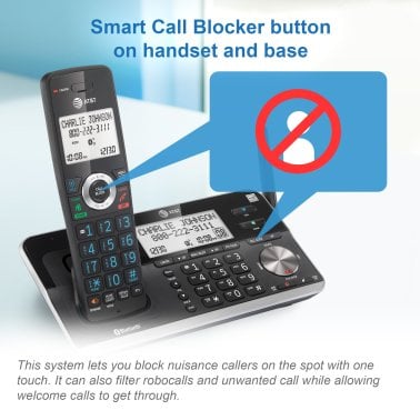 AT&T® 4-Handset Expandable Cordless Phone with Bluetooth® Connect to Cell™, Smart Call Blocker, and Answering System