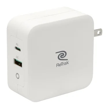 ReTrak® USB-C® 100-Watt PD Laptop Charger with Wall Plug and Retractable Cable