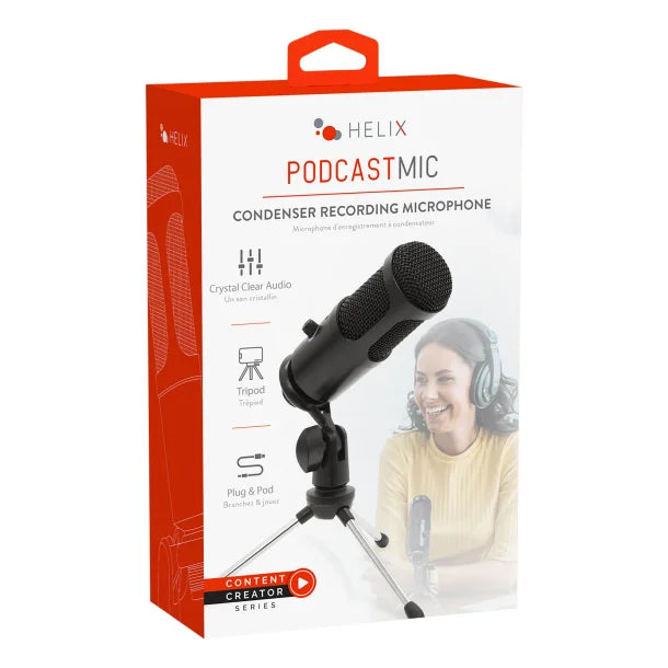 HELIX PodcastMic Recording Condenser Microphone, Black