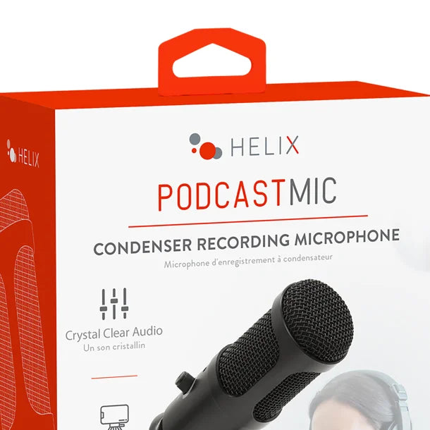 HELIX PodcastMic Recording Condenser Microphone, Black