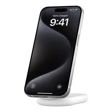Belkin® BoostCharge Magnetic Foldable Wireless Charging Stand with 15-Watt Qi2 (White)