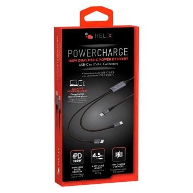 HELIX 100-Watt 2-in-1 USB-C® to DUAL USB-C® Charge and Sync Cable, 4.5 Ft.