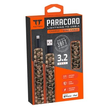 TacTECH Lightning® to USB-A 3.2-Ft. Paracord Charge and Sync Cable, Camo