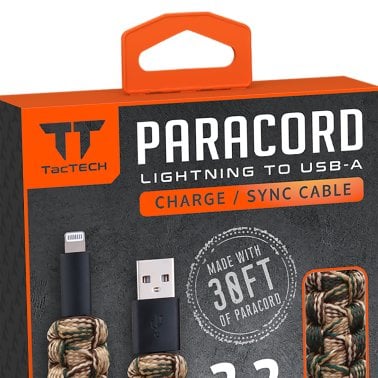 TacTECH Lightning® to USB-A 3.2-Ft. Paracord Charge and Sync Cable, Camo