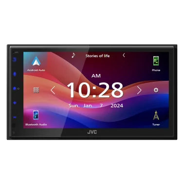 JVC® KW-M595BT 6.8-In. Car In-Dash Unit, Double-DIN/Single-DIN Digital Receiver with WSVGA Touch Screen, Android Auto™/Apple CarPlay®, and SiriusXM® Ready