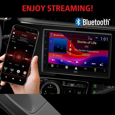 JVC® KW-M595BT 6.8-In. Car In-Dash Unit, Double-DIN/Single-DIN Digital Receiver with WSVGA Touch Screen, Android Auto™/Apple CarPlay®, and SiriusXM® Ready