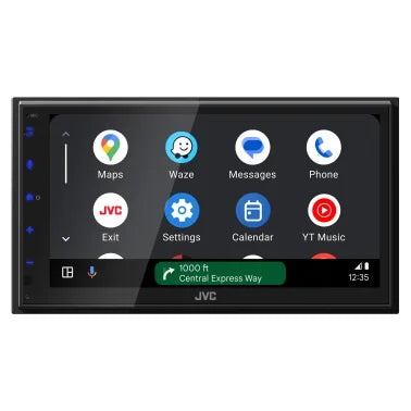 JVC® KW-M595BT 6.8-In. Car In-Dash Unit, Double-DIN/Single-DIN Digital Receiver with WSVGA Touch Screen, Android Auto™/Apple CarPlay®, and SiriusXM® Ready