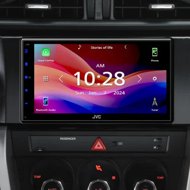 JVC® KW-M590BT 6.8-In. Car In-Dash Unit, Double-DIN/Single-DIN Digital Receiver with WSVGA Touch Screen, Android Auto™, and Apple CarPlay®