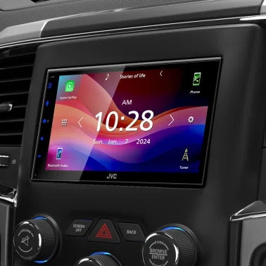 JVC® KW-M590BT 6.8-In. Car In-Dash Unit, Double-DIN/Single-DIN Digital Receiver with WSVGA Touch Screen, Android Auto™, and Apple CarPlay®