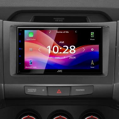 JVC® KW-M590BT 6.8-In. Car In-Dash Unit, Double-DIN/Single-DIN Digital Receiver with WSVGA Touch Screen, Android Auto™, and Apple CarPlay®