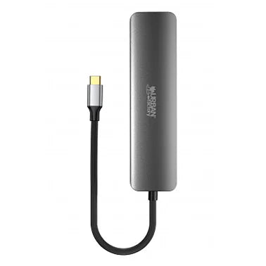 Urban Factory HUBEE 6-in-1 USB-C®, USB-A, HDMI®, and SD Card™ Mini Hub, 100-Watt PD