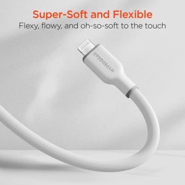 HyperGear® Flexi Pro USB-C® to Lightning® Soft-Touch Silicone Fast Charge and Sync Cable, 10-Ft. (White)