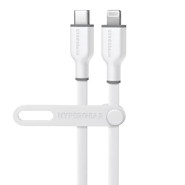 HyperGear® Flexi Pro USB-C® to Lightning® Soft-Touch Silicone Fast Charge and Sync Cable, 10-Ft. (White)