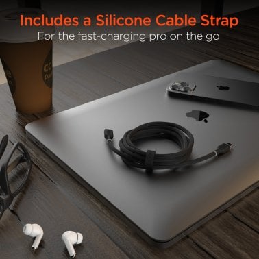 HyperGear® Flexi Pro USB-C® to Lightning® Soft-Touch Silicone Fast Charge and Sync Cable, 10-Ft. (Black)