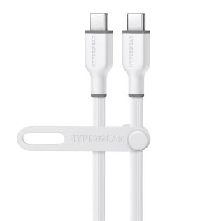 HyperGear® Flexi Pro USB-C® to USB-C® Soft-Touch Silicone Fast Charge and Sync Cable (10 Ft.; White)