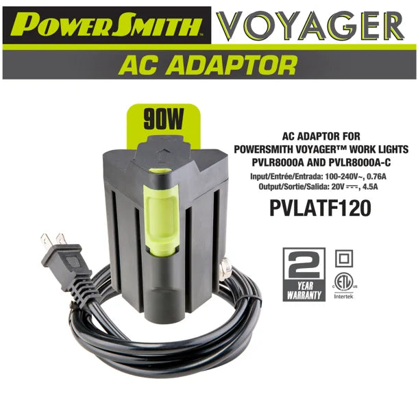 PowerSmith® AC/DC Power Adapter for Voyager PVLR8000A or PVL8000A-AC LED Work Light