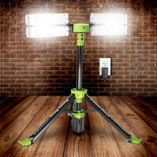 PowerSmith® Voyager 8,000-Lumen LED 4-Light Tripod-Mounted Rechargeable Portable Work Light