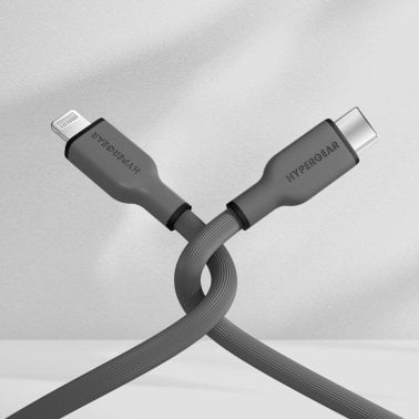 HyperGear® Flexi Pro USB-C® to Lightning® Soft-Touch Silicone Fast Charge and Sync Cable, 10-Ft. (Gray)