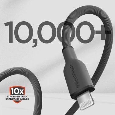 HyperGear® Flexi Pro USB-C® to Lightning® Soft-Touch Silicone Fast Charge and Sync Cable, 10-Ft. (Gray)